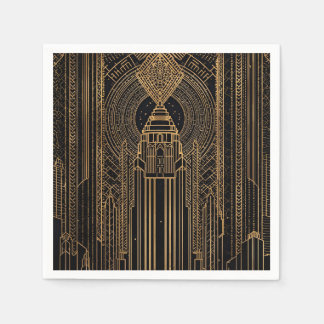 Guardanapo De Papel Black and Gold Art Deco Paper Napkin