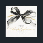 Guardanapo De Papel Black and Gold Bow Sophisticated Bridal Shower<br><div class="desc">These trendy paper napkins combine whimsical charm with modern elegance,  showcasing romantic handwritten typography and a refined black-and-gold ribbon bow. Perfect for bridal showers,  statement birthdays,  elegant engagement celebrations,  or any special occasion that deserves a stylish yet personal finishing touch.</div>