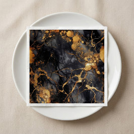 Guardanapo De Papel Black and gold luxury marble effect Napkins