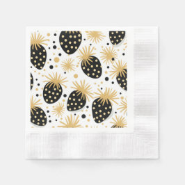 Guardanapo De Papel Black and Gold Strawberry Pattern