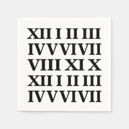 Guardanapo De Papel Black and White Roman Numeral Party