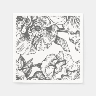 Guardanapo De Papel Black and White Vintage Floral Napkins