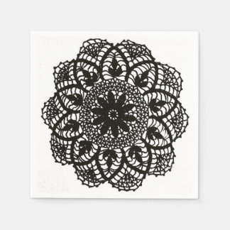 Guardanapo De Papel Black and White Vintage Lace Doily Napkin