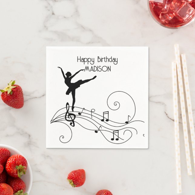 Guardanapo De Papel Black Ballerina & Swirl Music Notes Napkins (Insitu)
