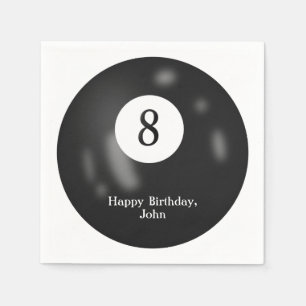 Guardanapo De Papel Black Billiard Oito Ball de aniversário