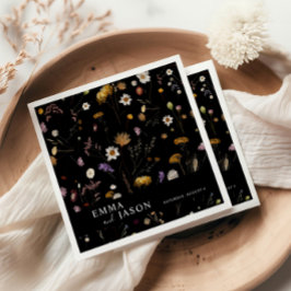 Guardanapo De Papel Black Boho Wildflower Wedkins