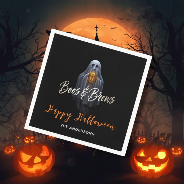 Guardanapo De Papel Black Boos & Brews Fantasma Halloween (Criador carregado)