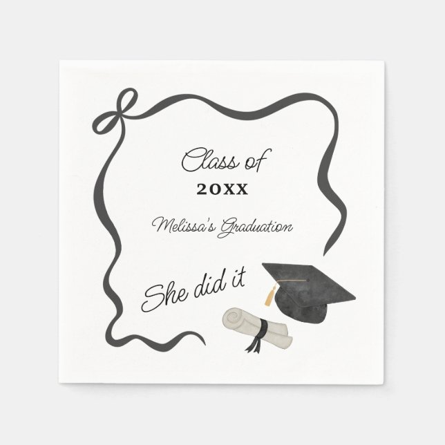 Guardanapo De Papel Black Bow Graduation (Frente)