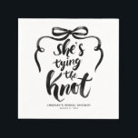 Guardanapo De Papel Black Bow She's Tying the Knot Bridal Shower<br><div class="desc">Add a charming and playful touch to your “She’s Tying the Knot” bridal shower with these whimsical black ribbon bow paper napkins.</div>
