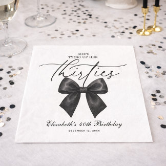 Guardanapo De Papel Black Bow Tying Up Her Thirties 40th Birthday