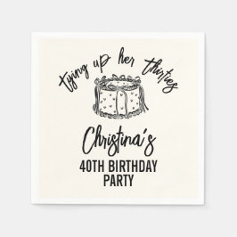 Guardanapo De Papel Black Bow Tying Up Her Thirties 40th Birthday