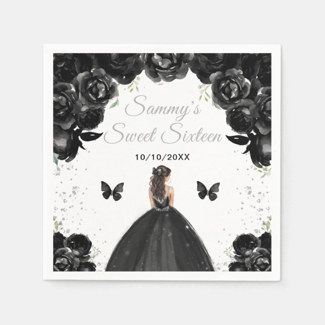 Guardanapo De Papel Black Brunette Hair Princess Sweet (Frente)