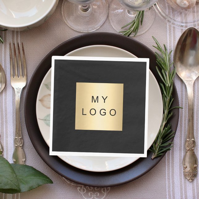 Guardanapo De Papel Black cafe bar business logo luncheon (Criador carregado)