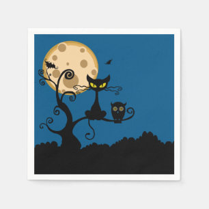 Guardanapo De Papel Black Cat, Bat e Owen Halloween