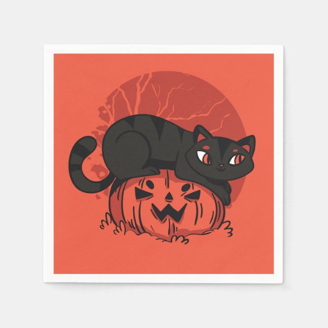 Guardanapo De Papel Black Cat Halloween (Frente)