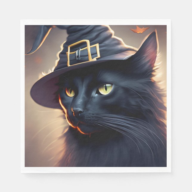 Guardanapo De Papel Black Cat Halloween (Frente)