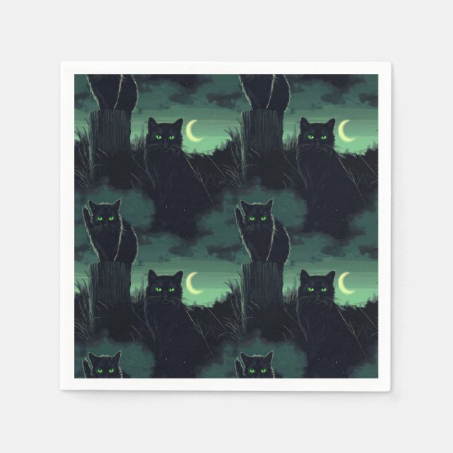 Guardanapo De Papel Black Cat Halloween (Frente)