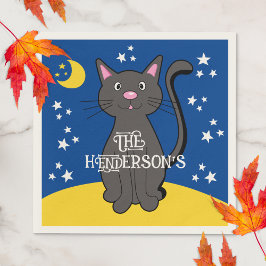 Guardanapo De Papel Black Cat Halloween Stars Moon Cuecas