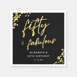 Guardanapo De Papel Black Dourado Sparkle 50 e Fabuloso Aniversário