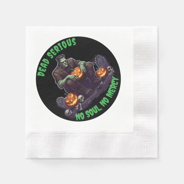 Guardanapo De Papel 🖤 Black Frankenstein Paper Placas 💀 🎉 (Frente)