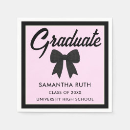 Guardanapo De Papel Black Gingham Bow Graduation Party