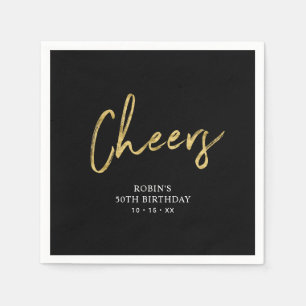 Guardanapo De Papel Black & Gold Letreiro Festa de Aniversário Adult