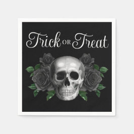 Guardanapo De Papel Black Gothic Floral Skull Trick Or Treat Halloween