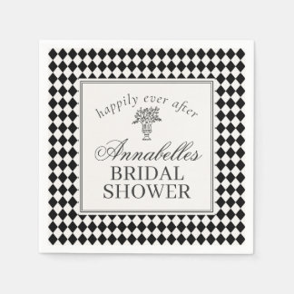 Guardanapo De Papel Black Harlequin Checkered Bridal Shower