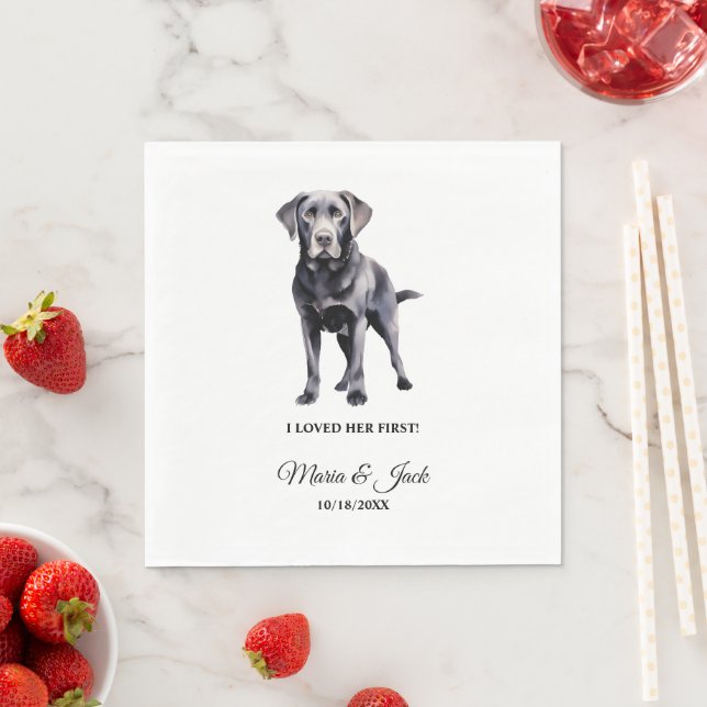 Guardanapo De Papel Black Lab Eu A Amava Primeiro Casamento (Insitu)