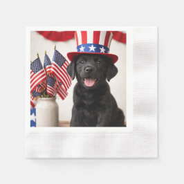 Guardanapo De Papel Black Labrador Puppy Patriotic Paper Napkins |
