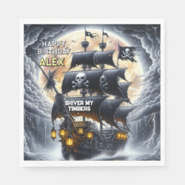 Guardanapo De Papel Black Sails Ahead Pirate Theme Birthday Party
