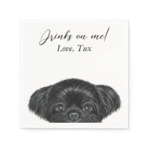 Black Shih Tzu Wedktail Napkin
