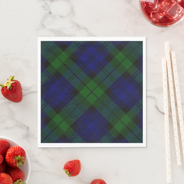 Guardanapo De Papel Black Watch Tartan Blue Green Xadrez (Insitu)