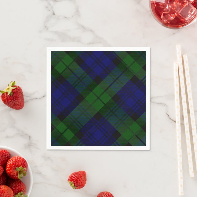 Guardanapo De Papel Black Watch Tartan Blue Green Xadrez (Insitu)