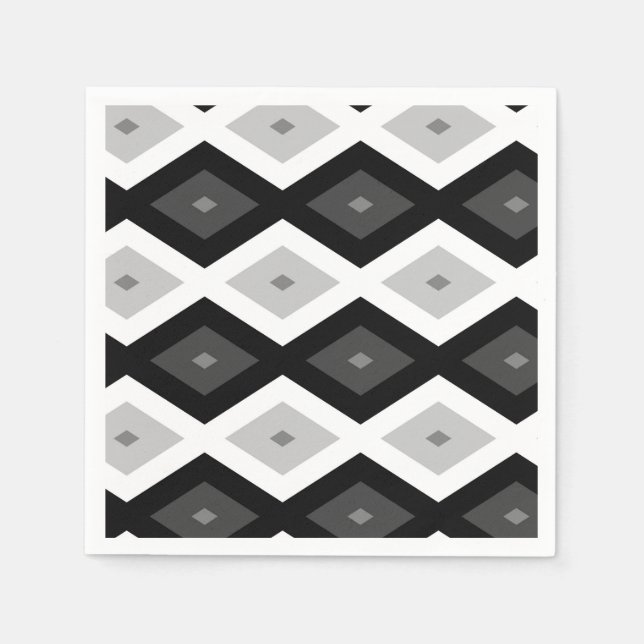 Guardanapo De Papel Black, white and grey diamond pattern (Frente)