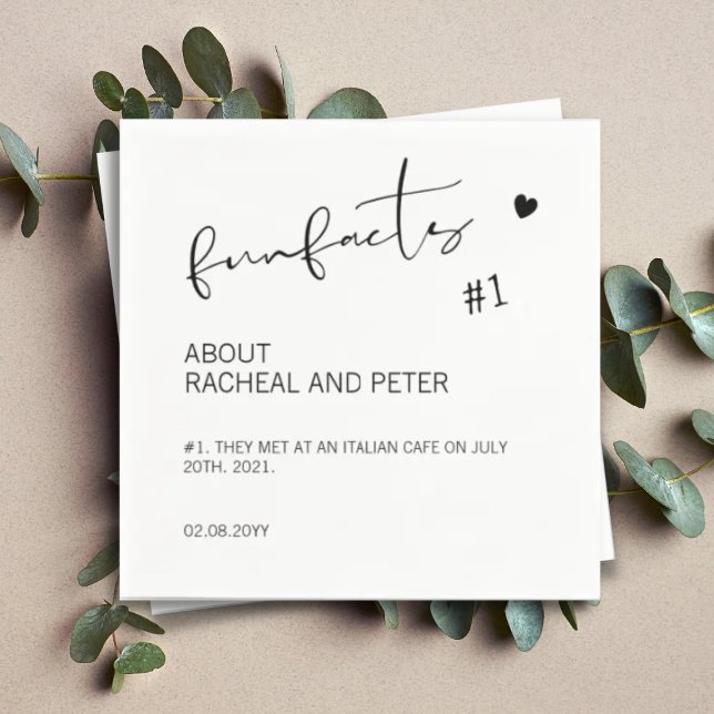 Guardanapo De Papel Black White Chic Modern Facts Casamento Casamento  (Criador carregado)