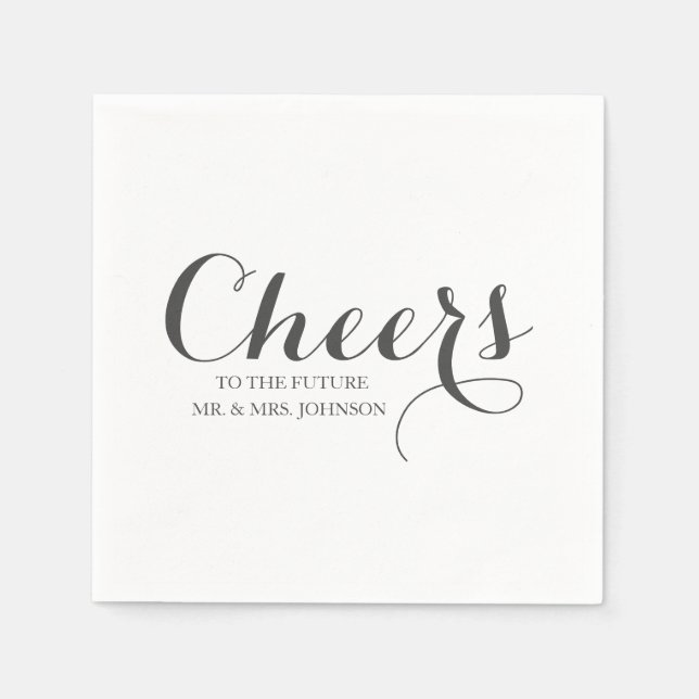 Guardanapo De Papel Black White Future Mr & Mrs Name Wedding (Frente)