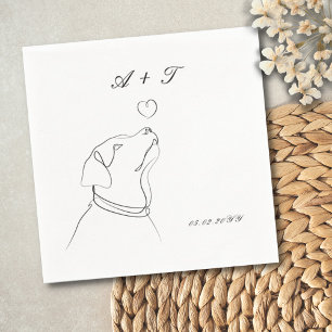 Guardanapo De Papel Black White Pet Doodle Couple Wedding Monogram 