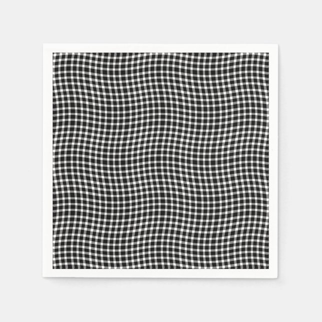 Guardanapo De Papel Black White Plaid Checker Seamless Pattern (Frente)
