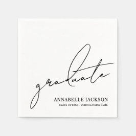 Guardanapo De Papel Black White Script Graduation