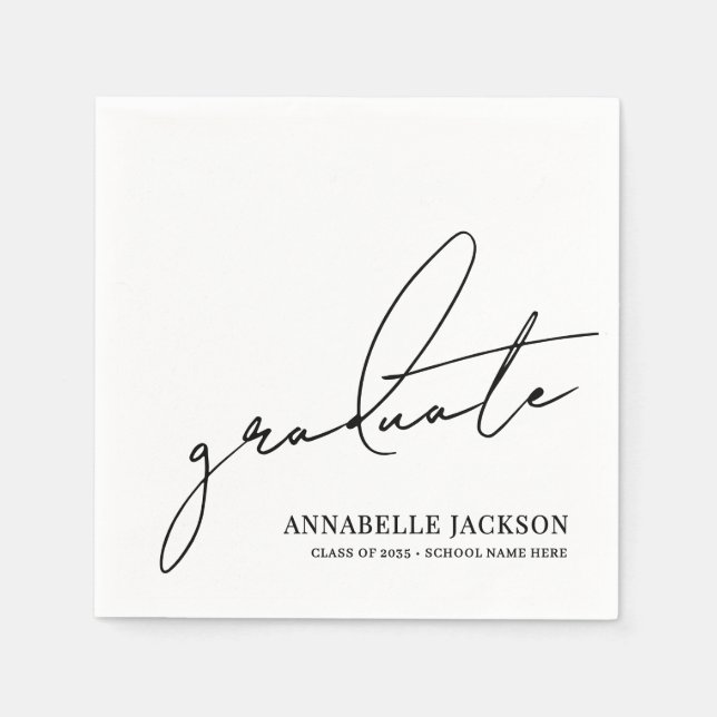 Guardanapo De Papel Black White Script Graduation (Frente)