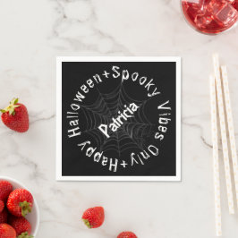 Guardanapo De Papel Black White Script Spooky Modern Happy Halloween