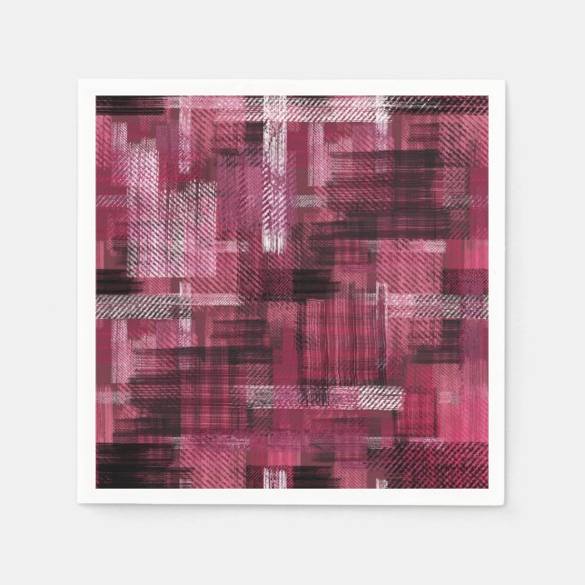 Guardanapo De Papel Black, white strokes and stripes on burgundy. (Frente)