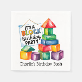 Guardanapo De Papel Blocos de Edifício na Bacia de Aniversário