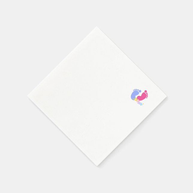 Guardanapo De Papel Blocos de Pegadas de Bebê Rosa e Azul Pastel Fofo (Canto)