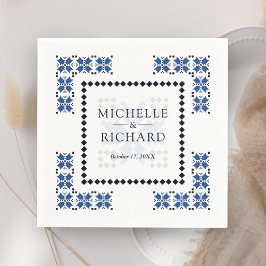 Guardanapo De Papel Blue and Black Ukrainian Embroidery Wedding