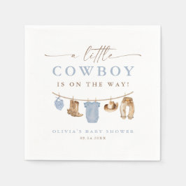 Guardanapo De Papel Blue Baby Clothesline Little Cowboy Baby Shower