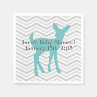Guardanapo De Papel Blue Baby Deer e Cinza Chevron Napkins