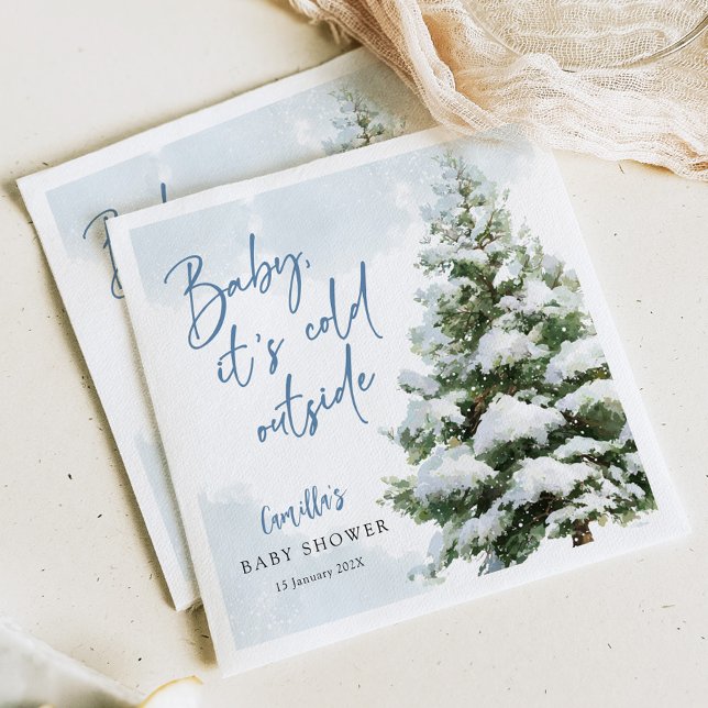 Guardanapo De Papel Blue Baby It's Cold Outside Baby Shower (Criador carregado)
