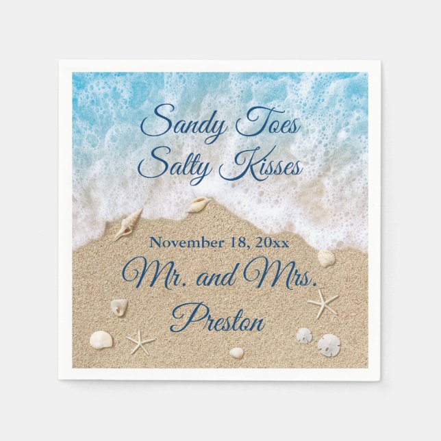 Guardanapo De Papel Blue Beach Waves Sandy Toes (Frente)